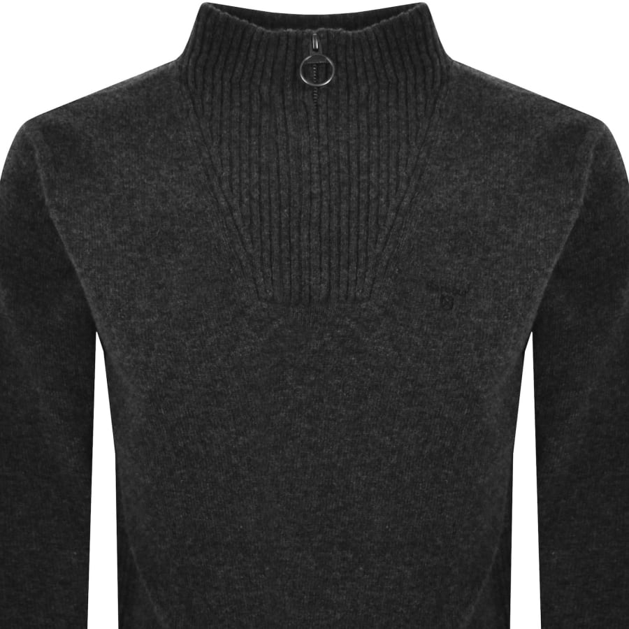 Image number 2 for Barbour Half Zip Wool Jumper Grey