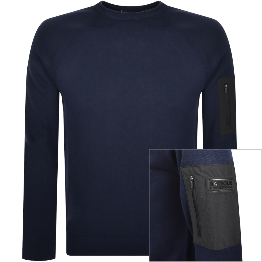 Image number 1 for Barbour International Blades Knit Jumper Navy