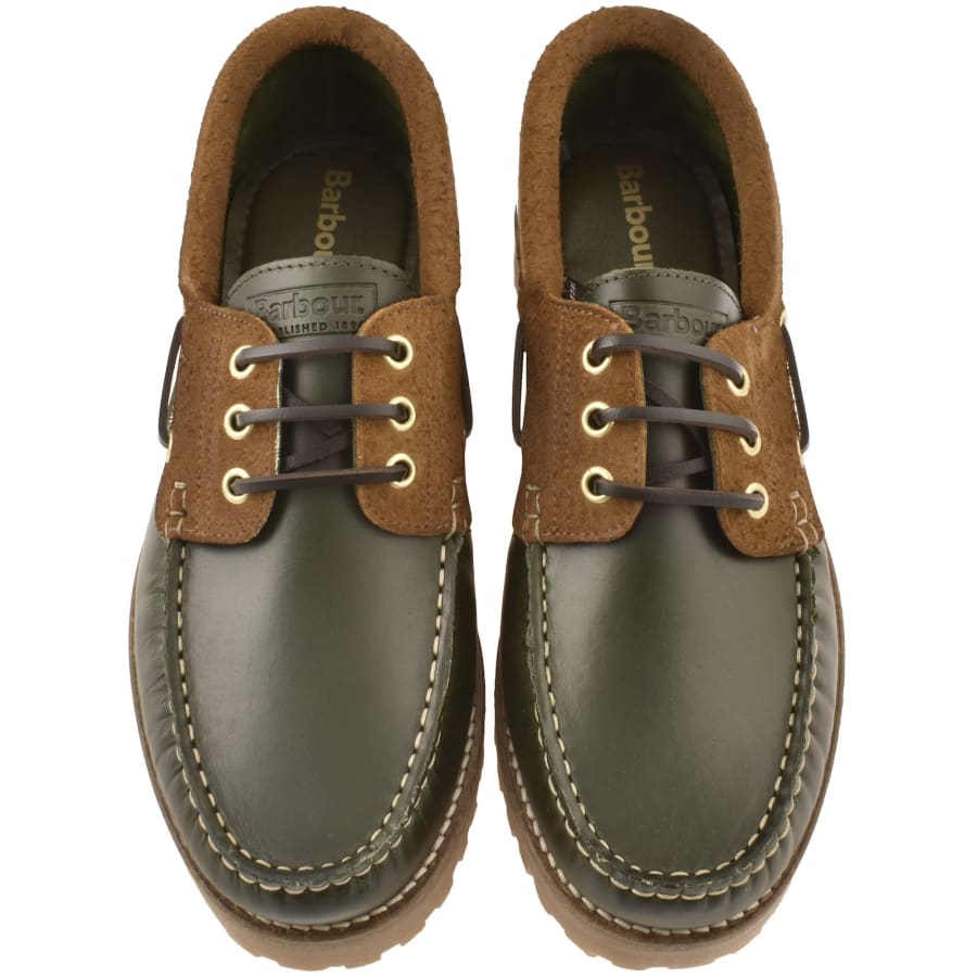 Image number 3 for Barbour Deck Boat Shoe Olive Green