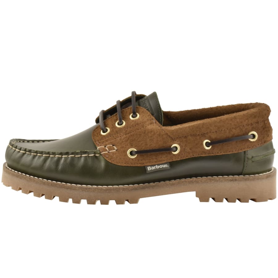 Image number 1 for Barbour Deck Boat Shoe Olive Green