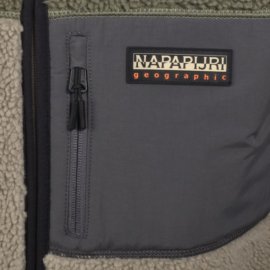 Image number 3 for Napapijri Yupik Full Zip Fleece Hoodie Beige