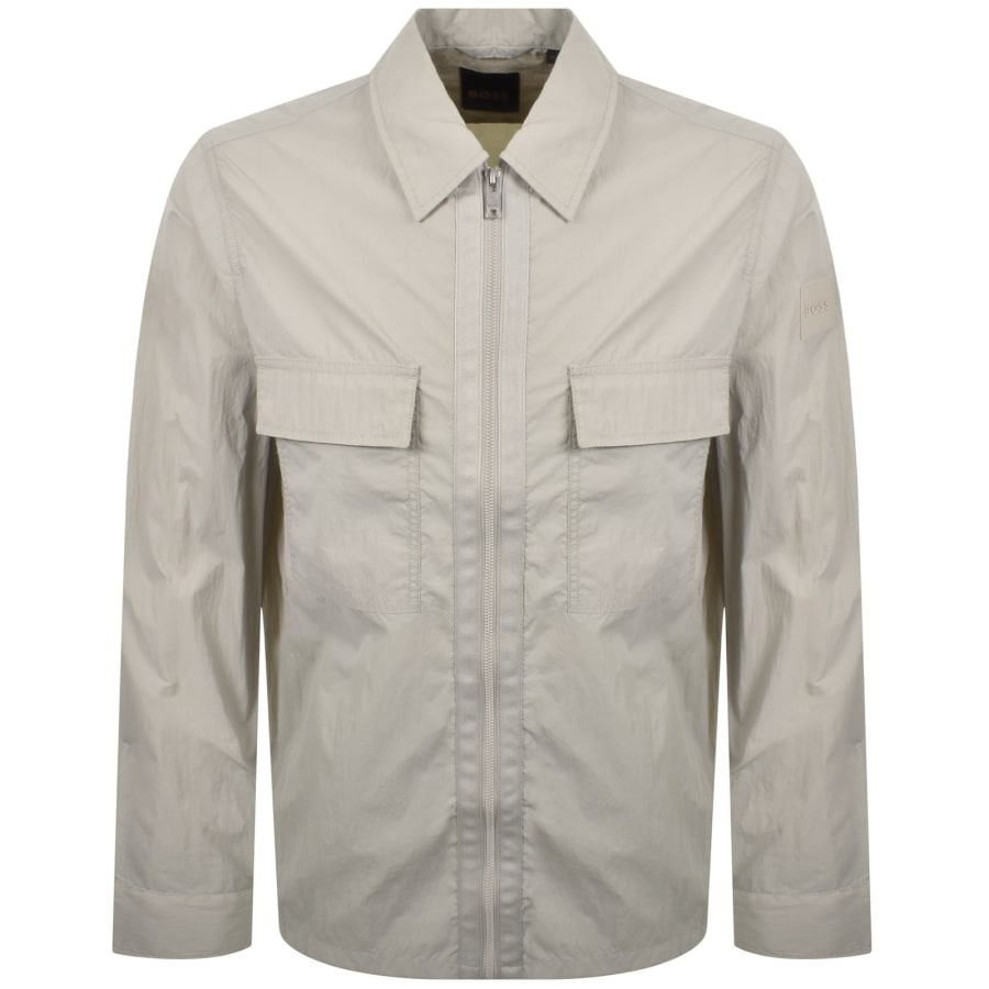 Image number 2 for BOSS Lotape Nylon Overshirt Open Grey