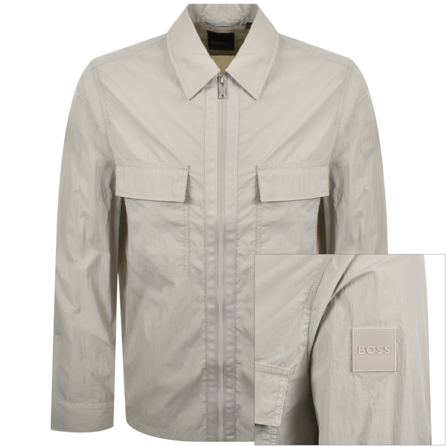 Image number 1 for BOSS Lotape Nylon Overshirt Open Grey