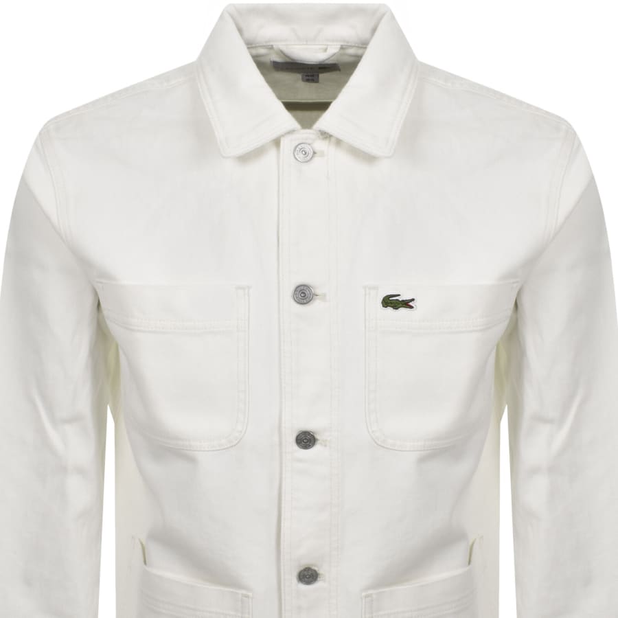 Image number 2 for Lacoste Long Sleeved Woven Shirt Cream