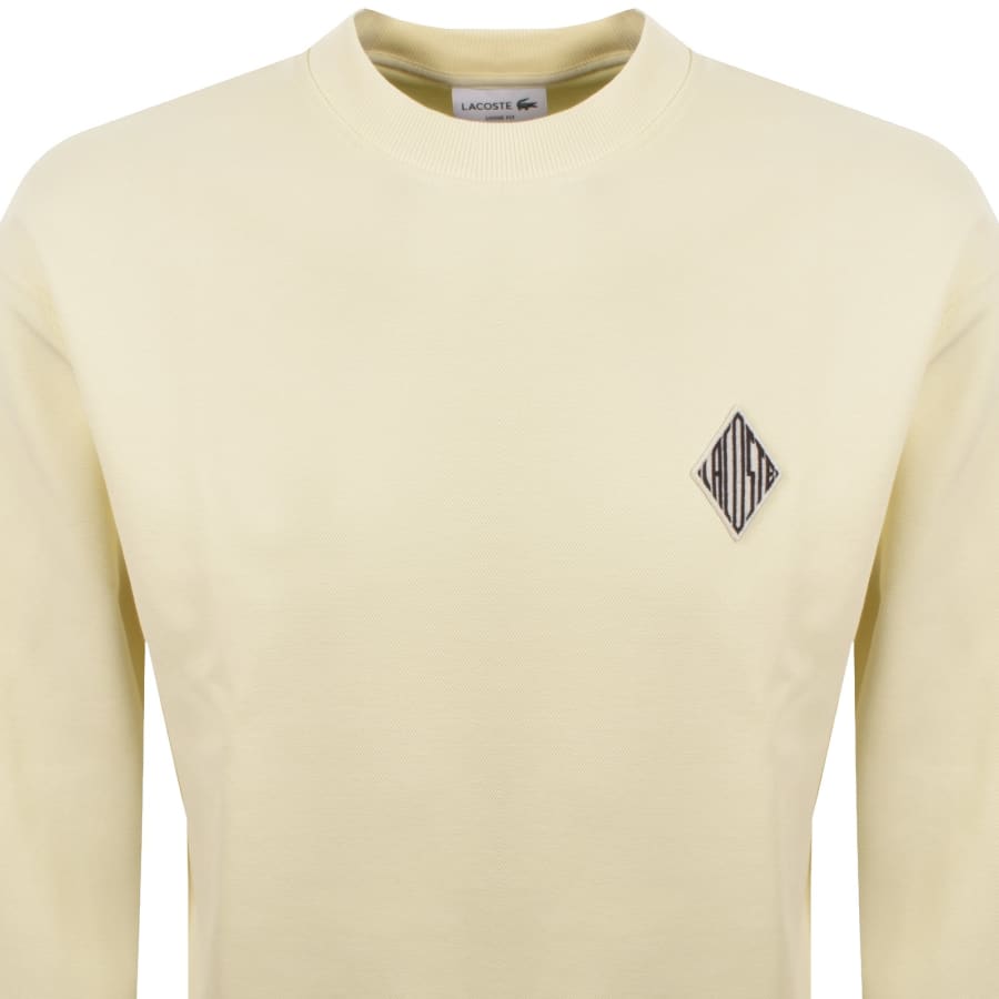 Image number 2 for Lacoste Pique Badge Sweatshirt Pale Yellow