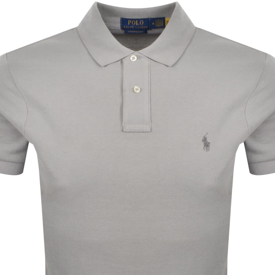 Image number 2 for Ralph Lauren Custom Slim Polo T Shirt Grey
