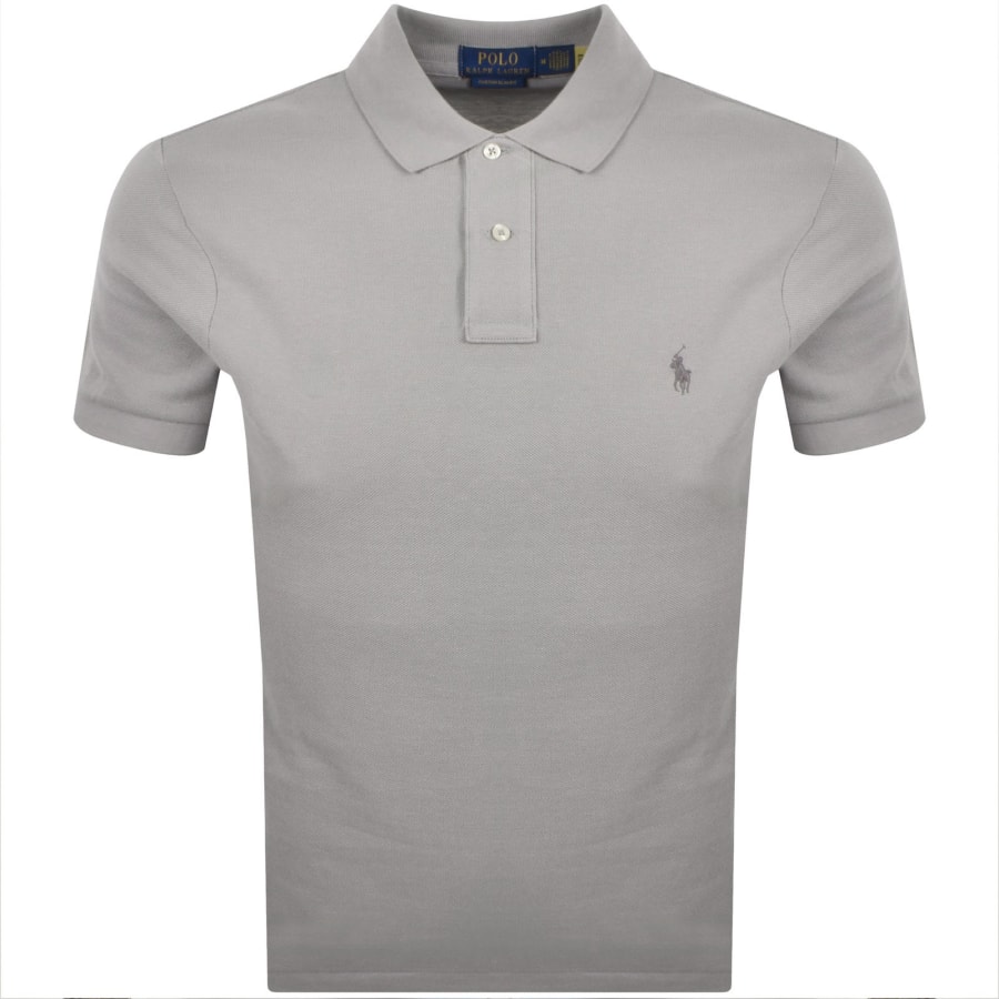 Image number 1 for Ralph Lauren Custom Slim Polo T Shirt Grey