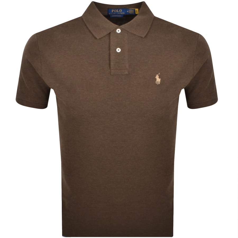 Image number 1 for Ralph Lauren Custom Slim Polo T Shirt Brown