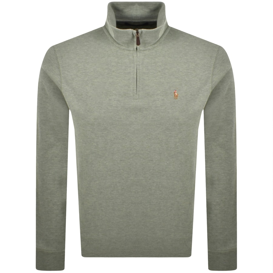 Image number 1 for Ralph Lauren Quarter Zip Knit Jumper Green