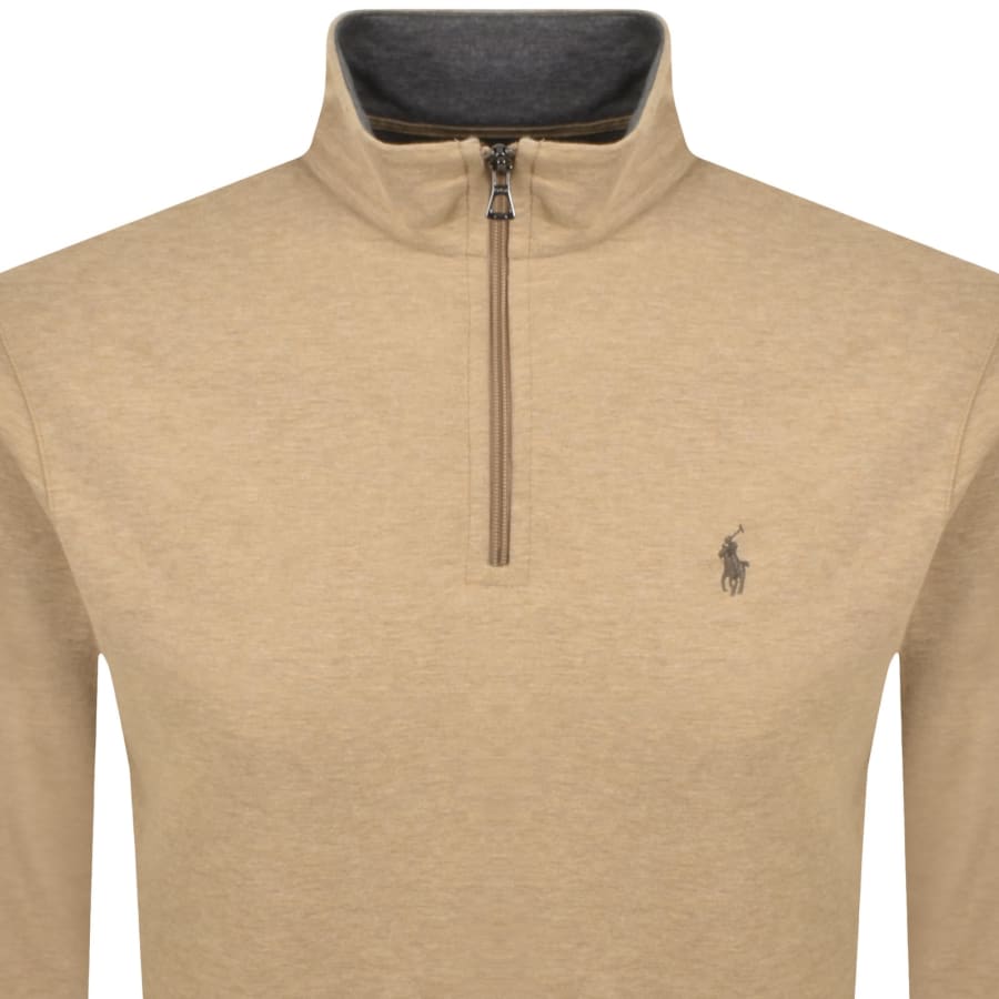 Image number 2 for Ralph Lauren Half Zip Sweatshirt Brown
