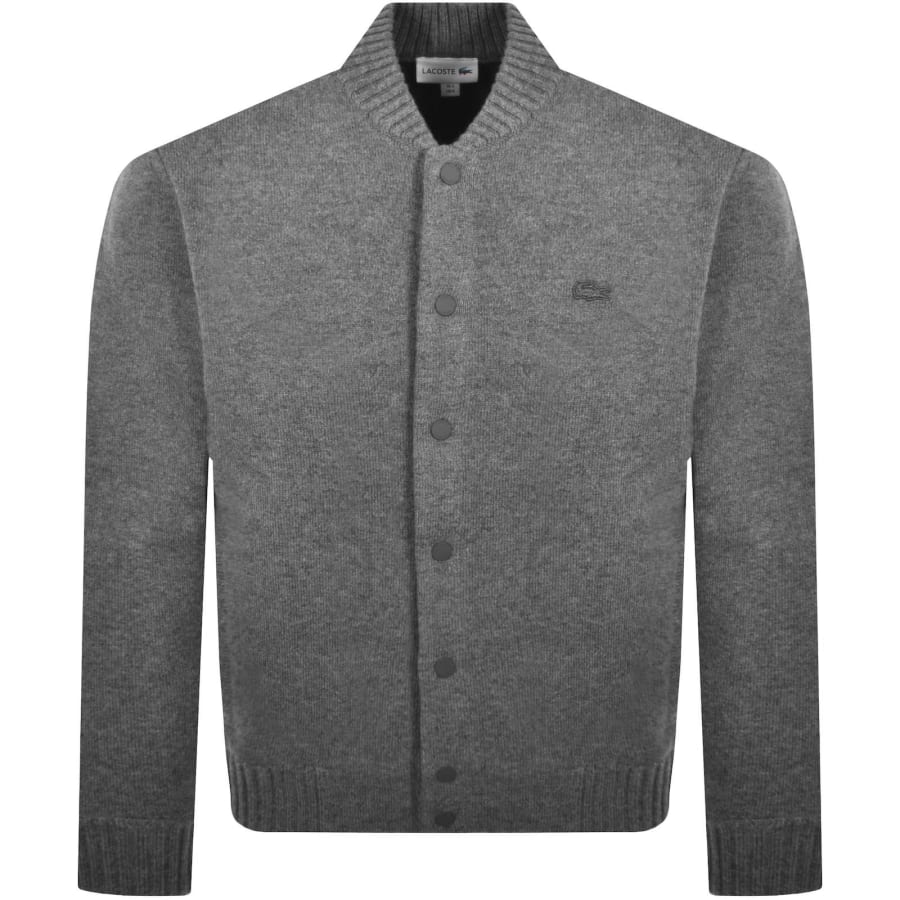 Image number 1 for Lacoste Merino Wool Bomber Jacket Grey