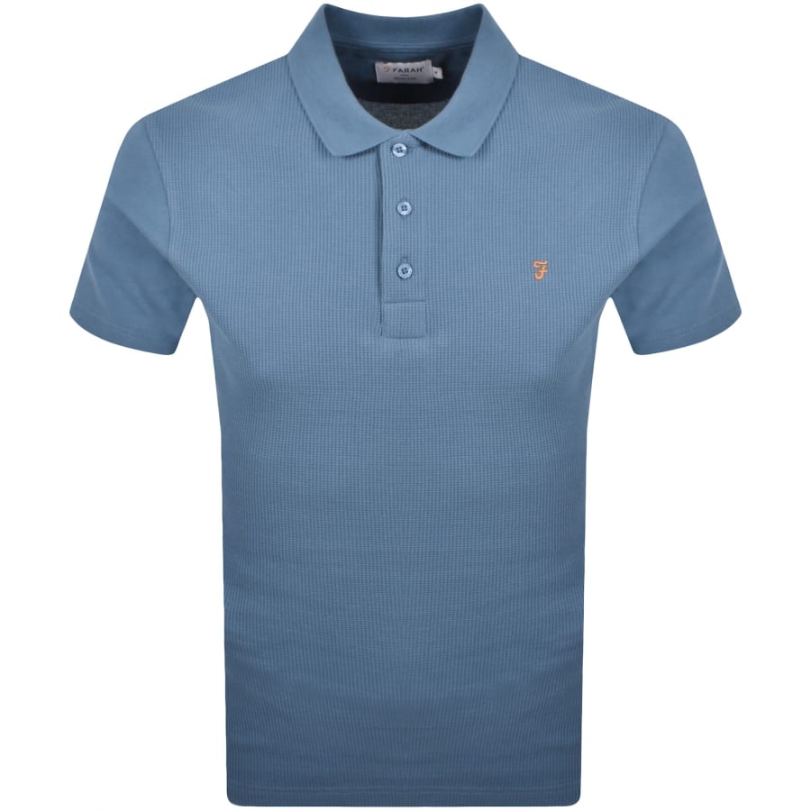 Image number 1 for Farah Forster Short Sleeved Polo T Shirt Blue