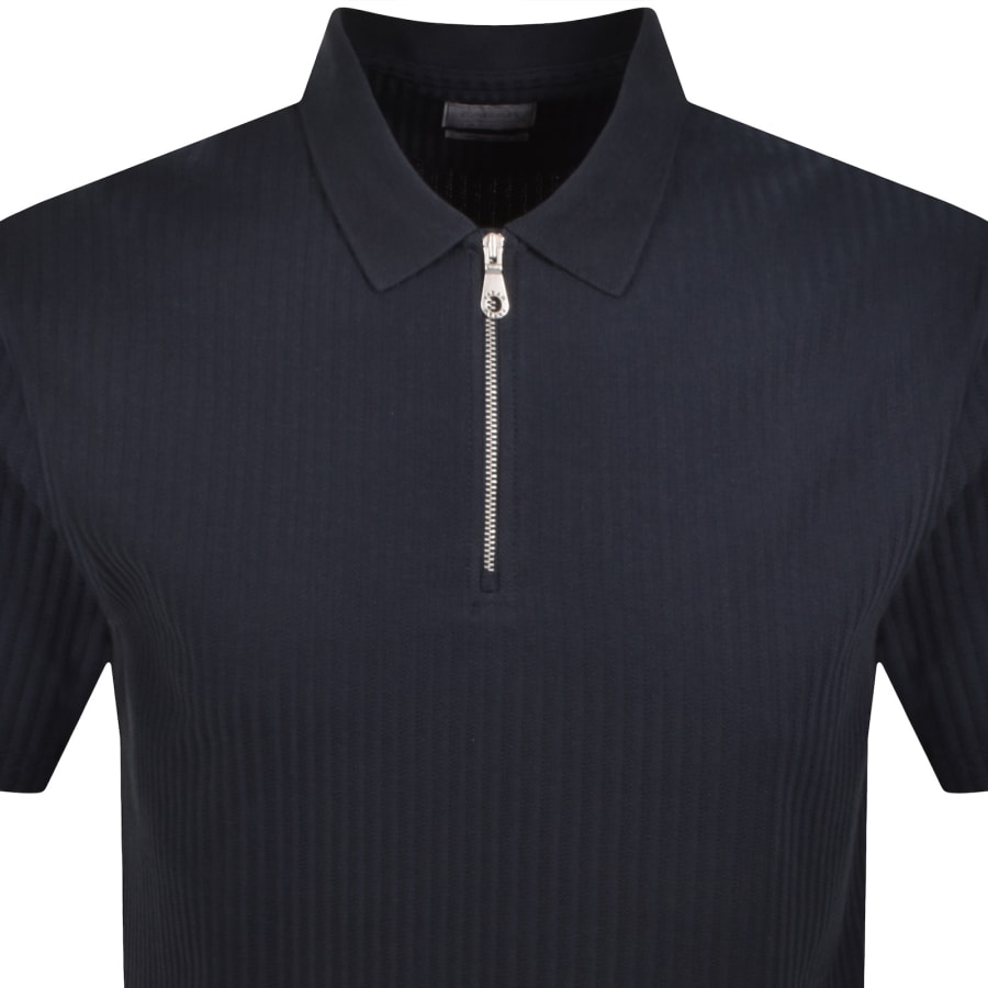 Image number 2 for Farah Dobson Zip Polo T Shirt True Navy