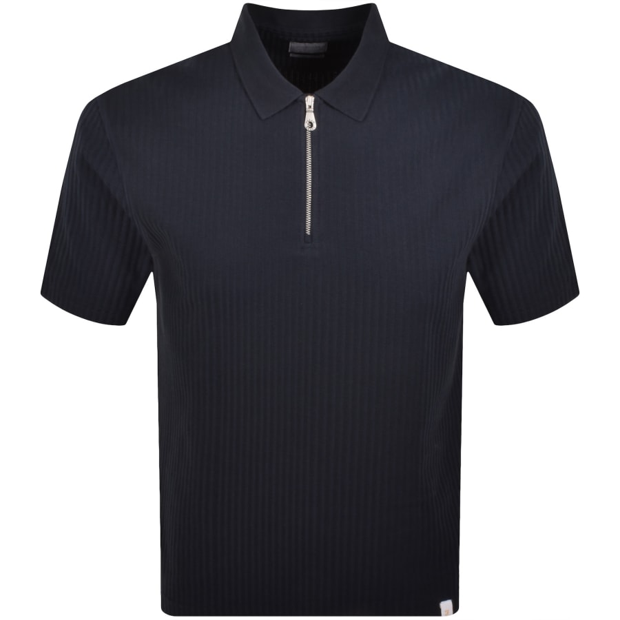 Image number 1 for Farah Dobson Zip Polo T Shirt True Navy