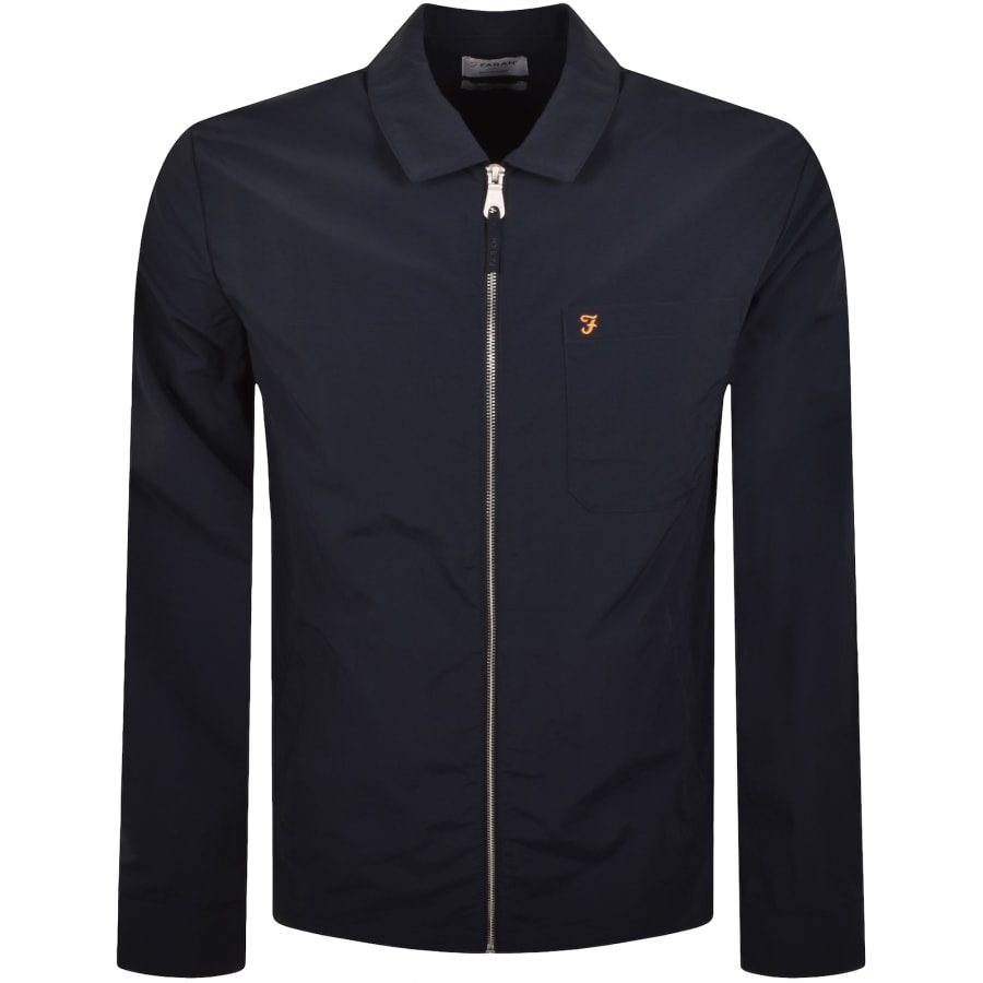 Image number 1 for Farah Fintoni Zip Overshirt Navy