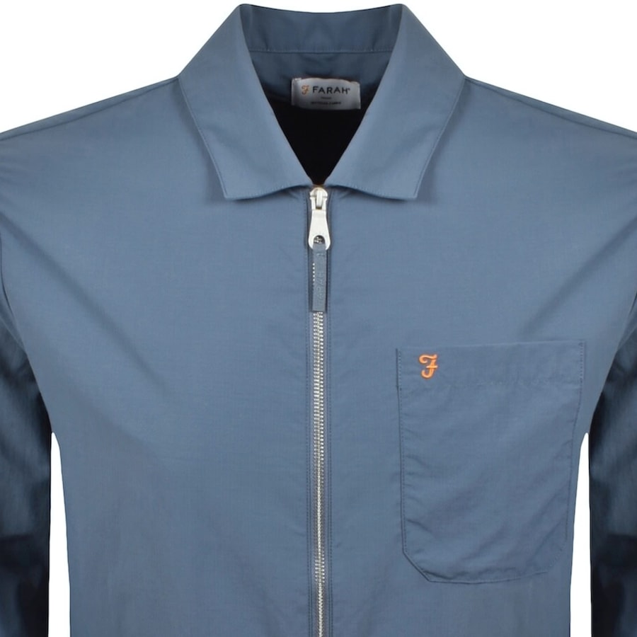 Image number 2 for Farah Fintoni Zip Overshirt Blue
