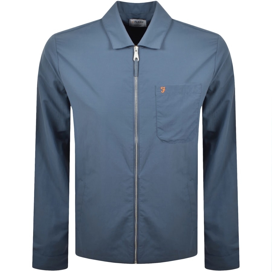 Image number 1 for Farah Fintoni Zip Overshirt Blue