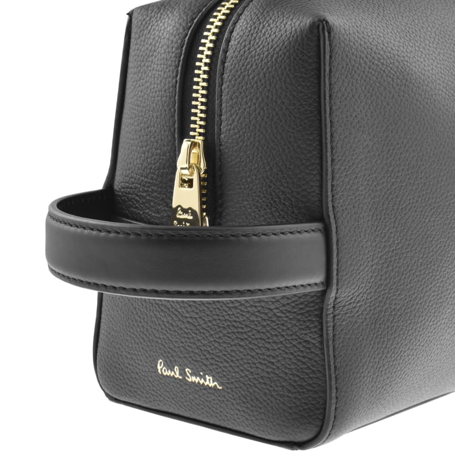 Image number 3 for Paul Smith Stripe Trim Leather Wash Bag Black