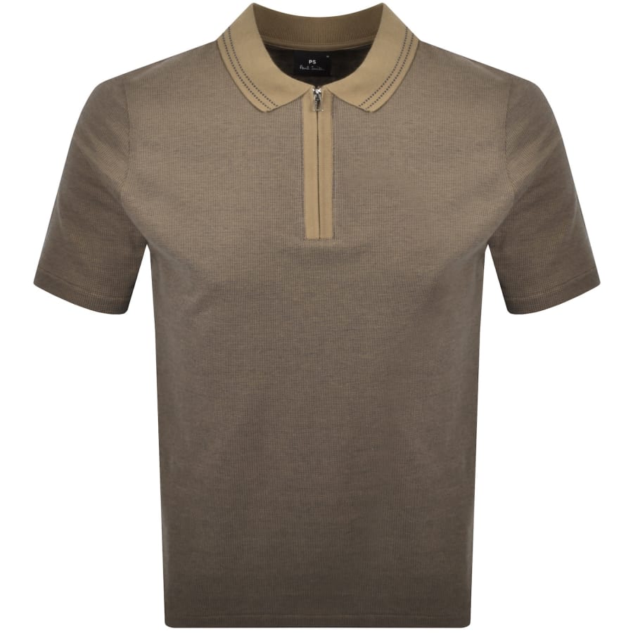 Image number 1 for Paul Smith Regular Fit Zip Polo Brown