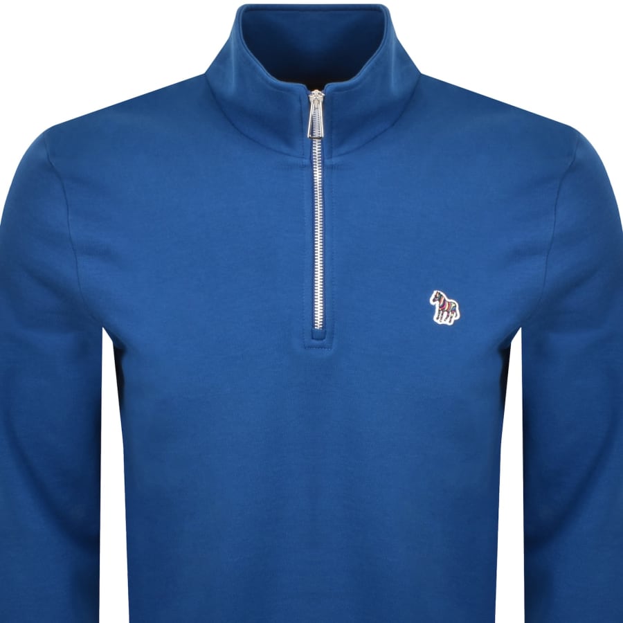 Image number 2 for Paul Smith Half Zip Zebra Sweatshirt Blue