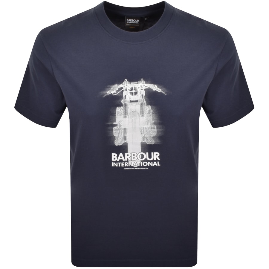 Image number 1 for Barbour International Hocking Graphic T Shirt Navy