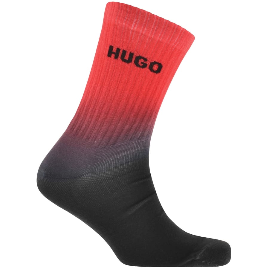 Image number 4 for HUGO 3 Pack Ribbed Socks Red