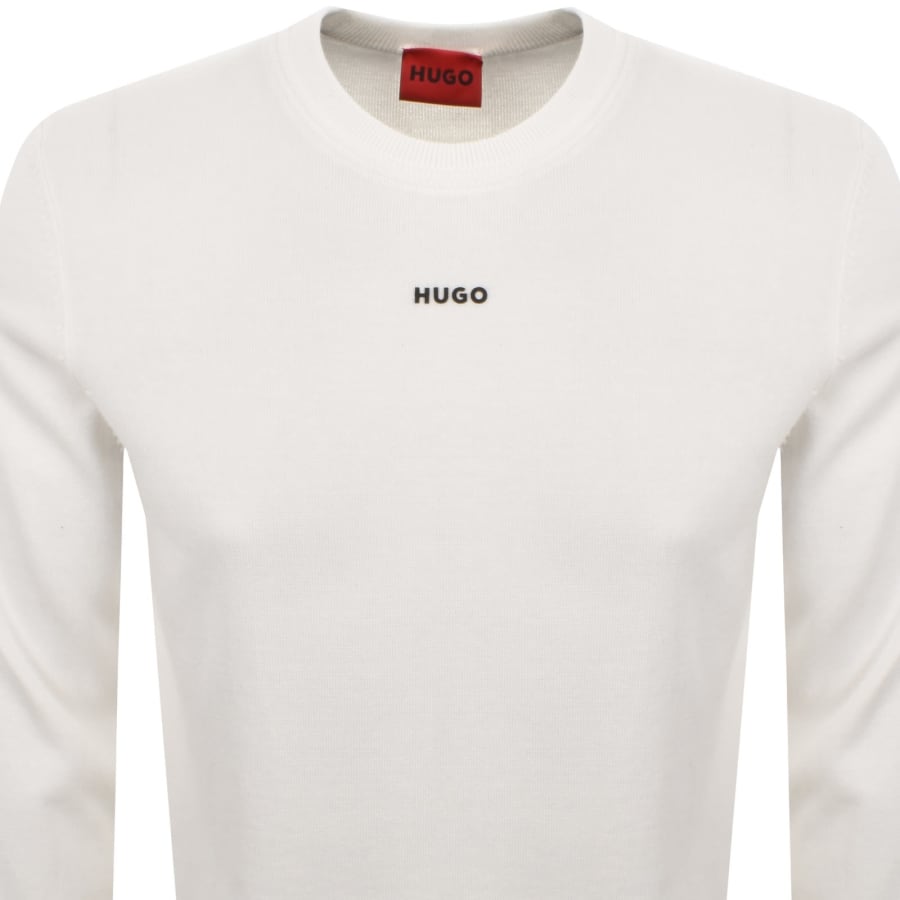 Image number 2 for HUGO San Cassius Knit Jumper Cream
