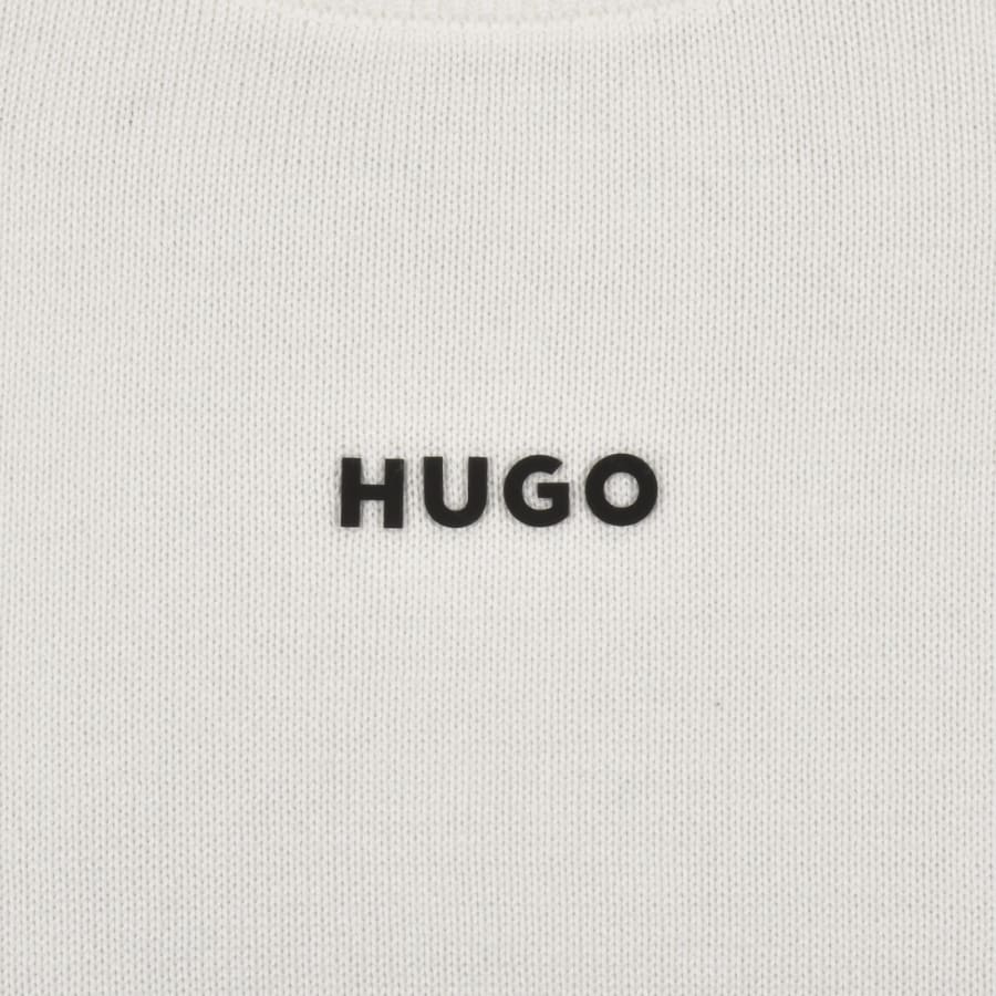 Image number 3 for HUGO San Cassius Knit Jumper Cream
