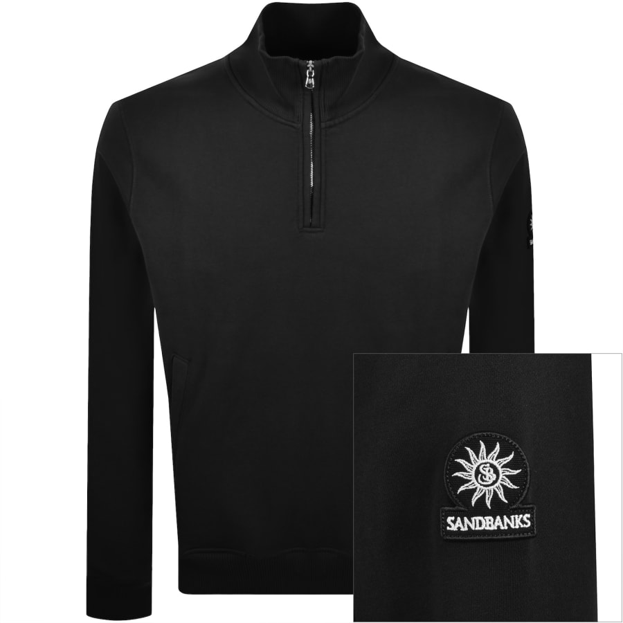 Image number 1 for Sandbanks Quarter Zip Sweatshirt Black