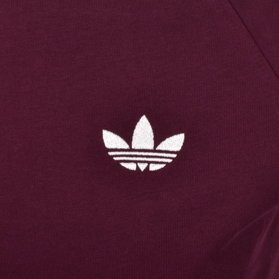 Image number 3 for adidas Originals 3 Stripes T Shirt Maroon