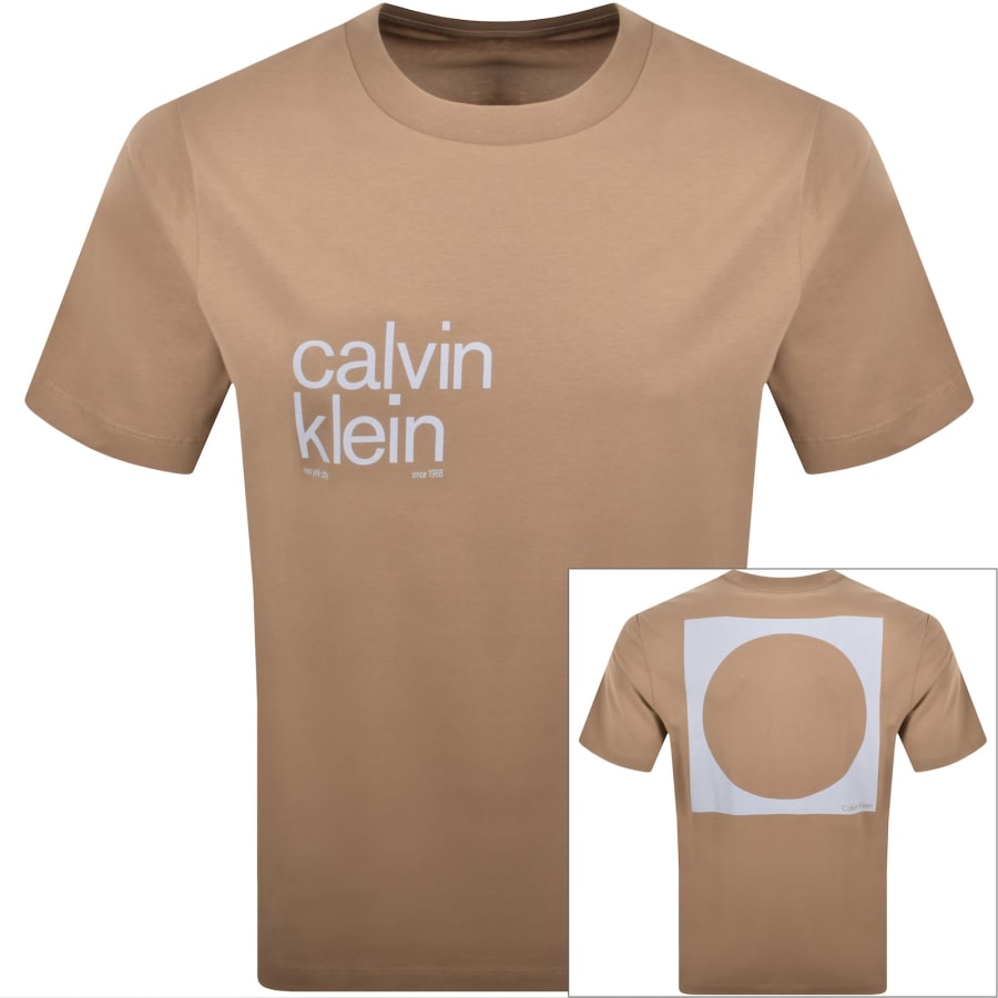 Image number 1 for Calvin Klein Jeans Graphic T Shirt Brown
