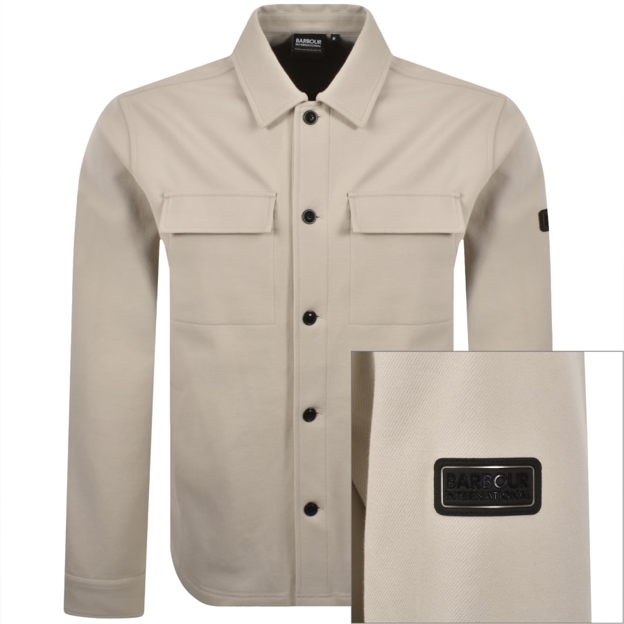 Image number 1 for Barbour International Esh Twill Overshirt Beige