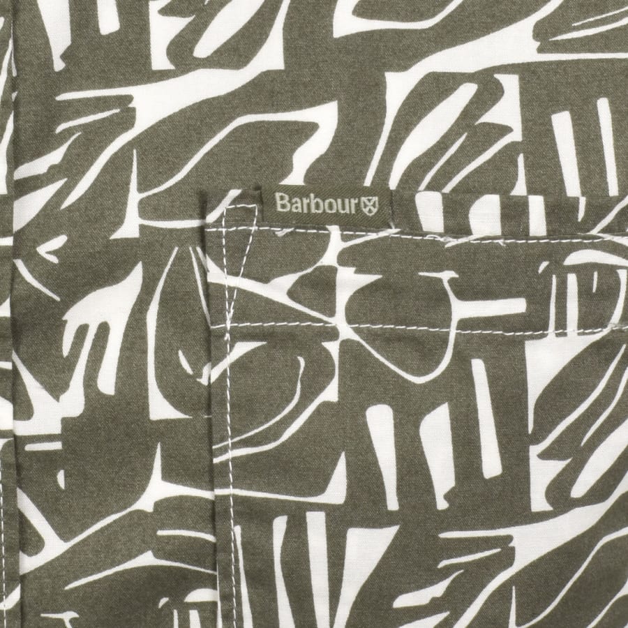 Image number 3 for Barbour Orton Print Summer Shirt Olive Green