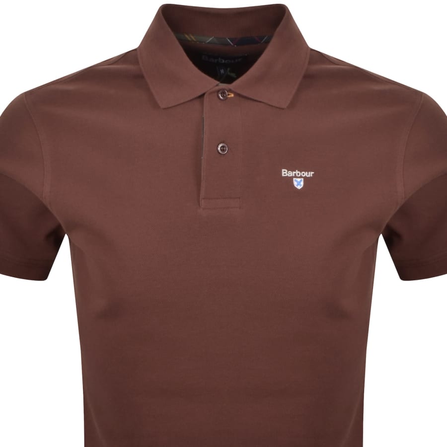 Image number 2 for Barbour Tartan Pique Polo T Shirt Brown