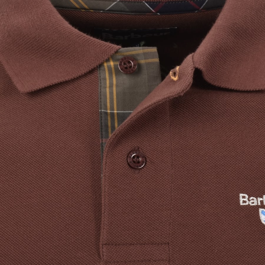 Image number 4 for Barbour Tartan Pique Polo T Shirt Brown