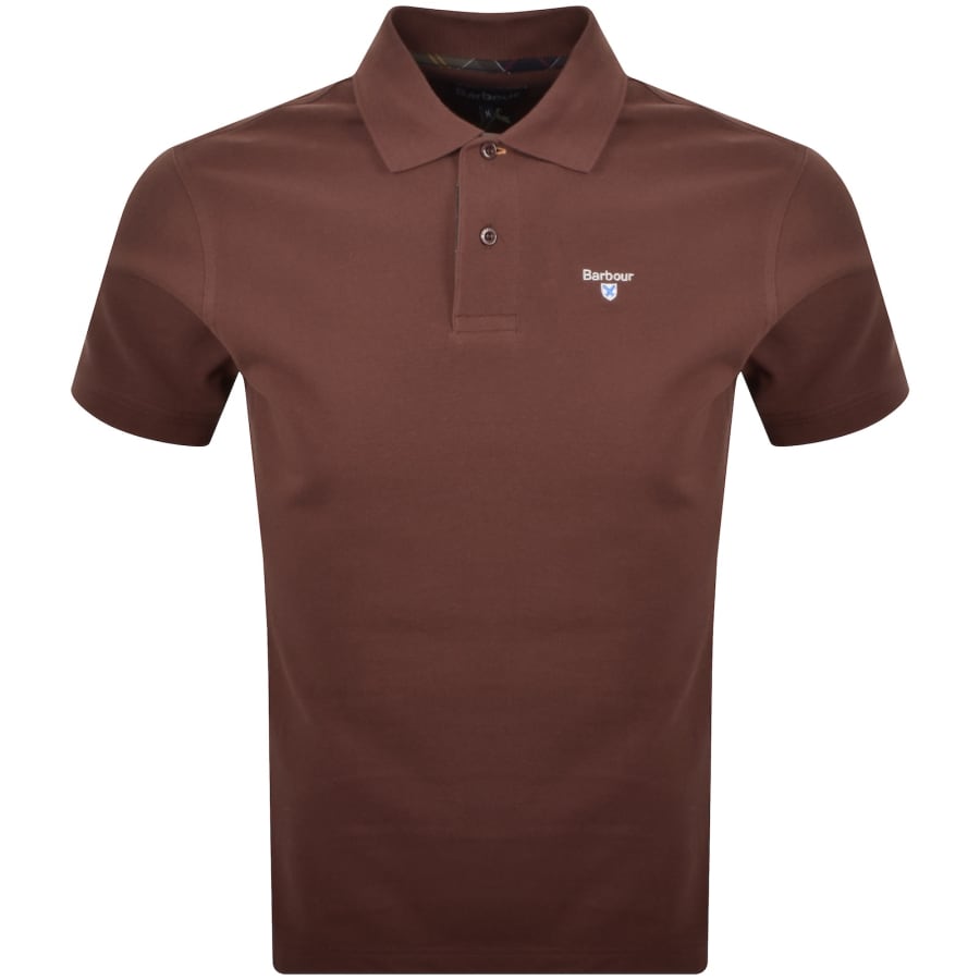 Image number 1 for Barbour Tartan Pique Polo T Shirt Brown