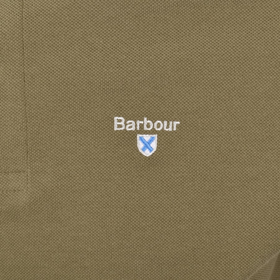 Image number 3 for Barbour Tartan Pique Polo T Shirt Clay Green