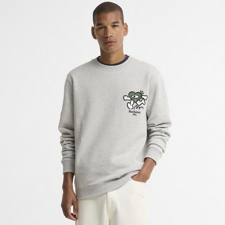 Image number 4 for Barbour X Mul Crew Neck Sweatshirt Grey
