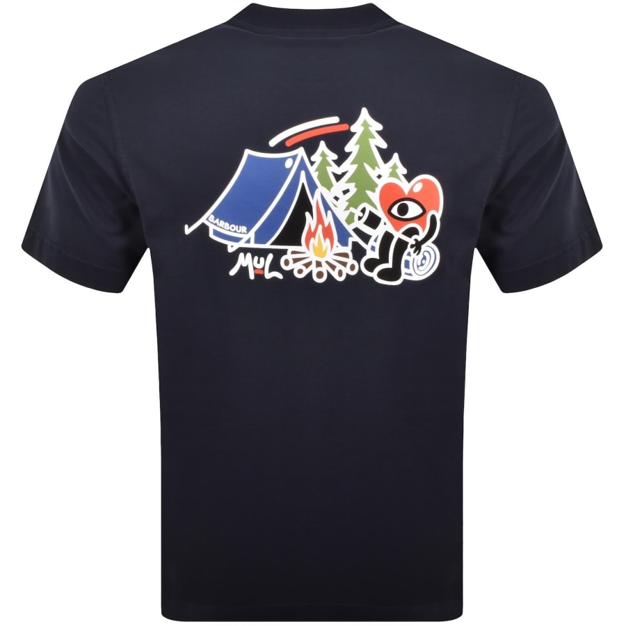 Image number 3 for Barbour X Mul Camping Trip T Shirt Navy