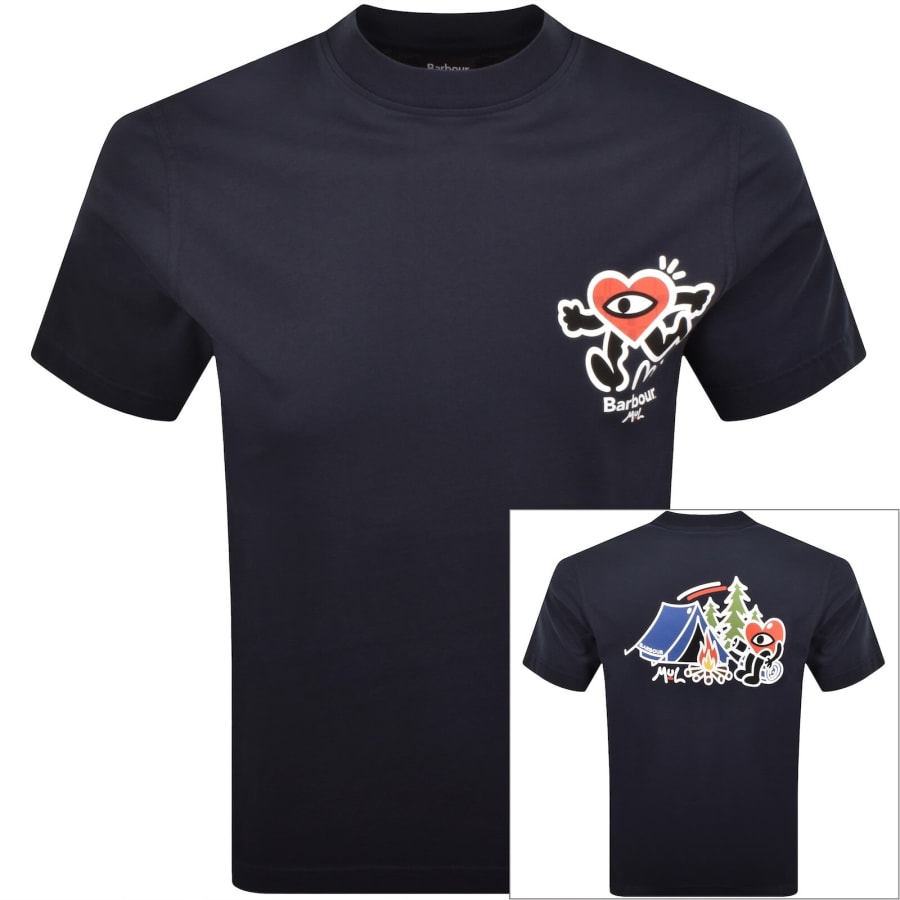Image number 1 for Barbour X Mul Camping Trip T Shirt Navy