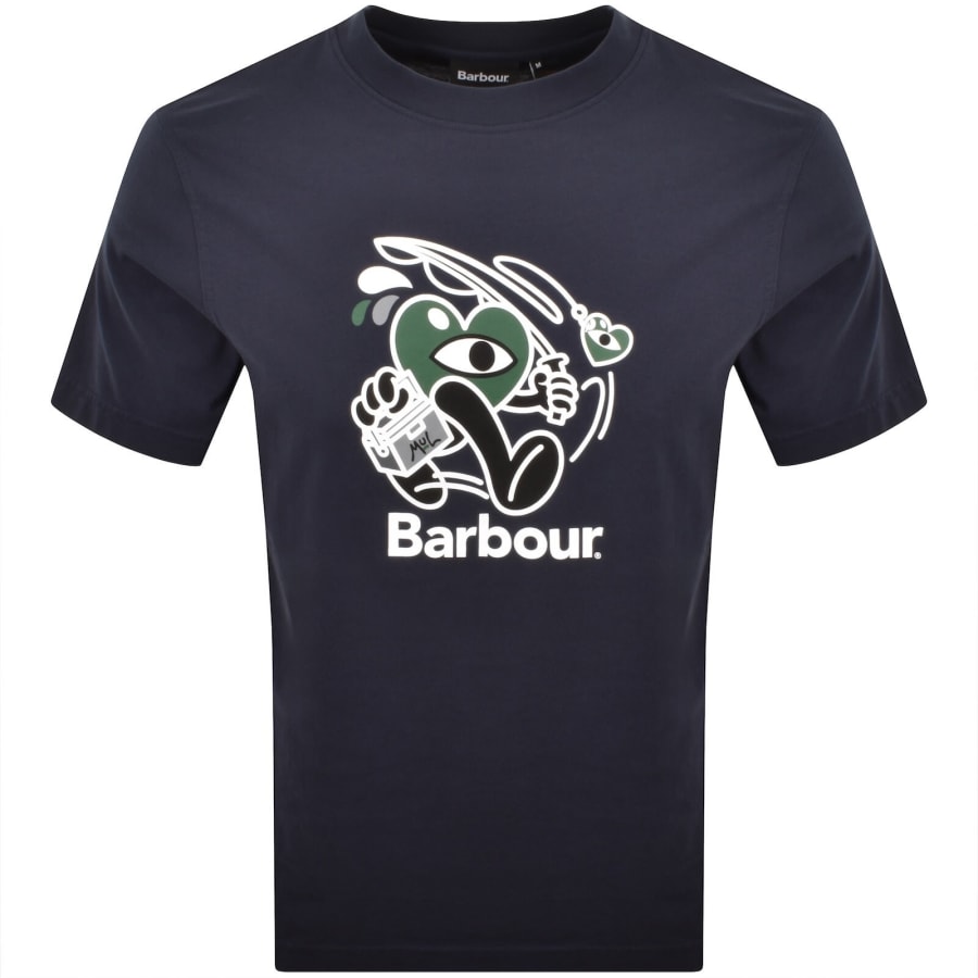 Image number 1 for Barbour X Mull Gone Fishing T Shirt Navy