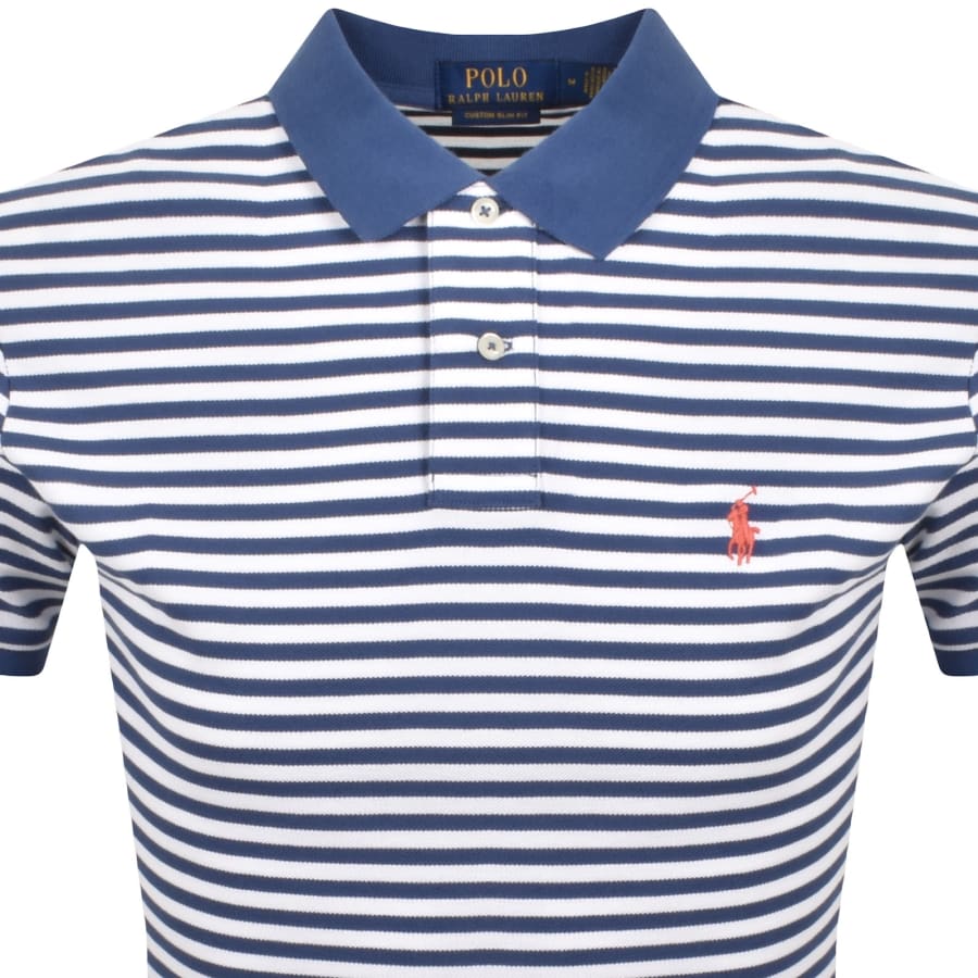 Image number 2 for Ralph Lauren Stripe Polo T Shirt Blue