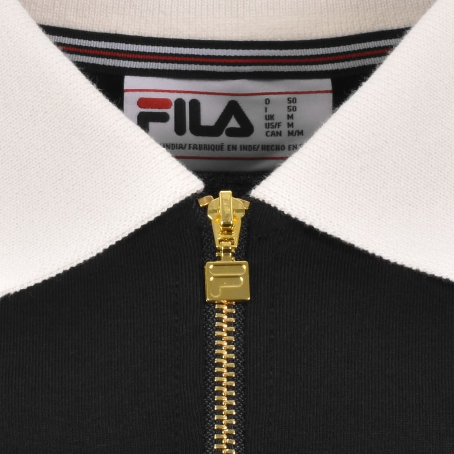 Image number 4 for Fila Flat Lock Detail Zip Polo T Shirt Black