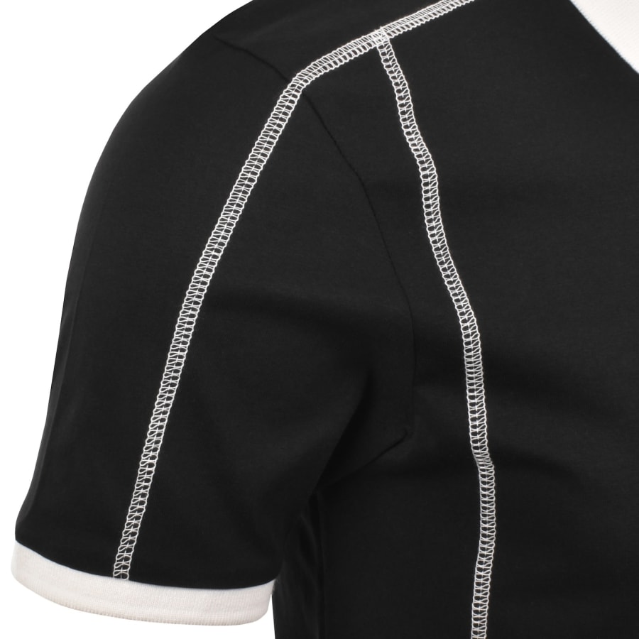 Image number 5 for Fila Flat Lock Detail Zip Polo T Shirt Black