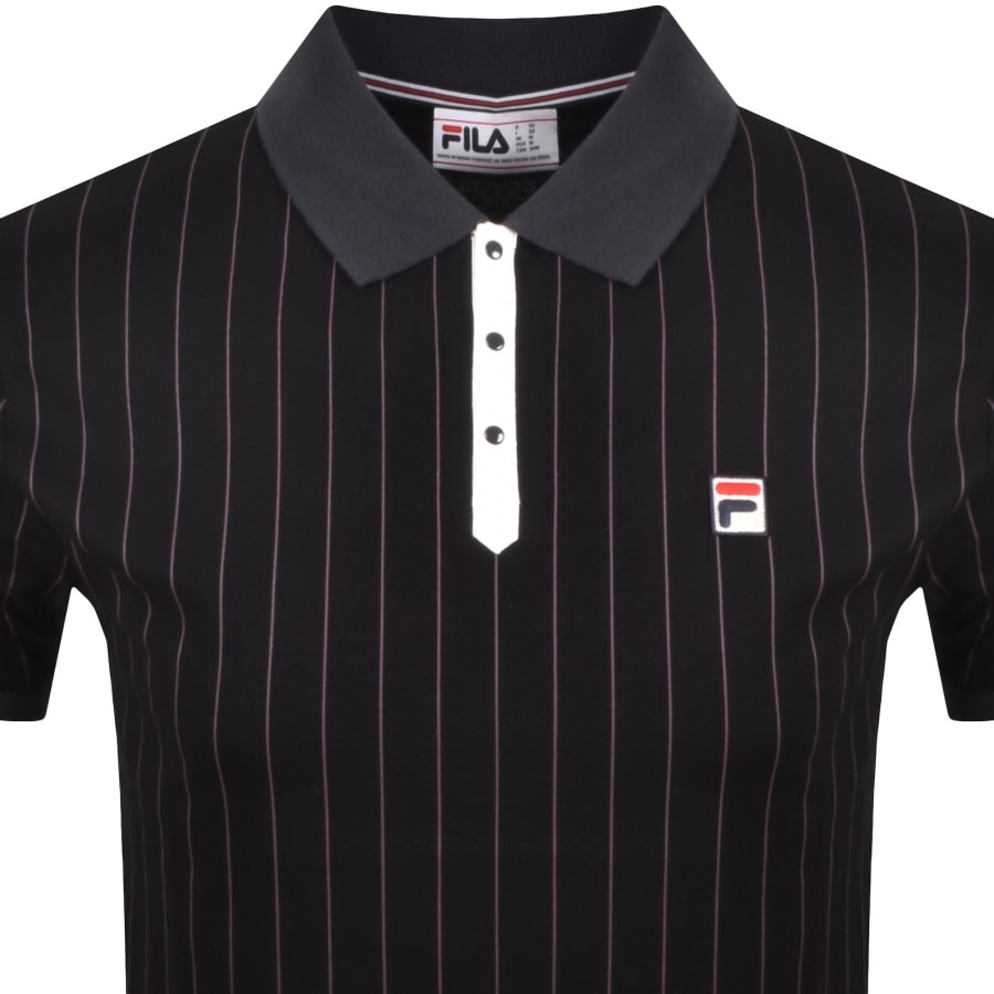Image number 2 for Fila Classic Vintage Stripe Polo T Shirt Black