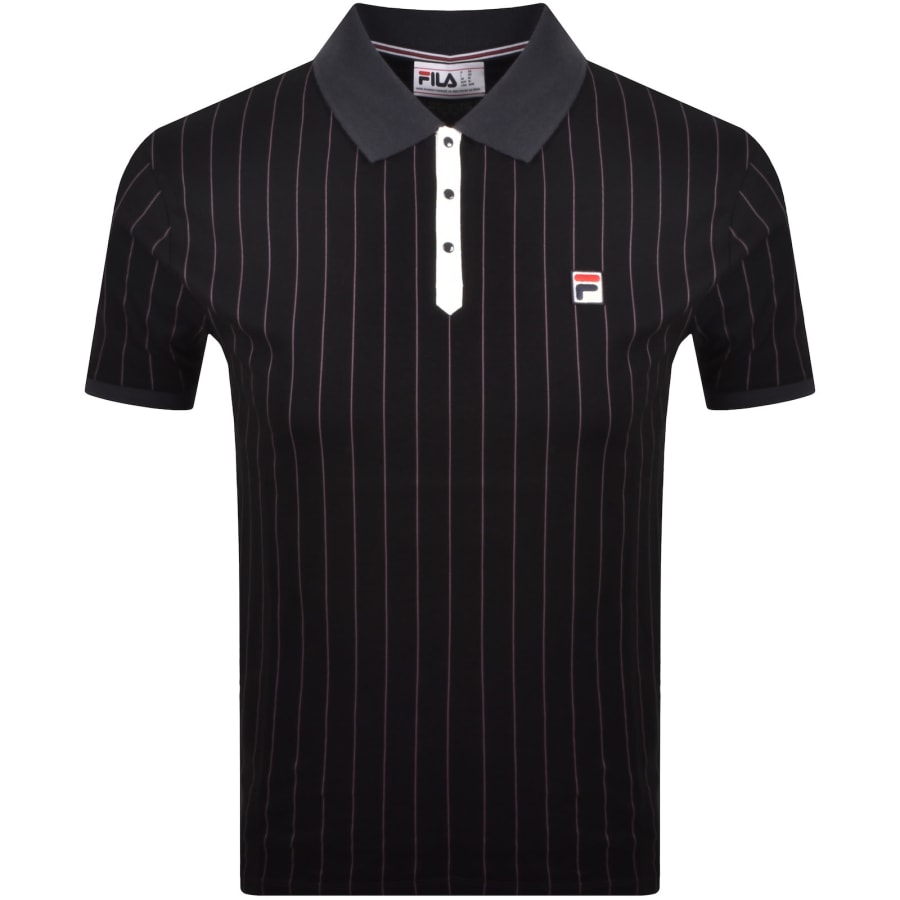 Image number 1 for Fila Classic Vintage Stripe Polo T Shirt Black