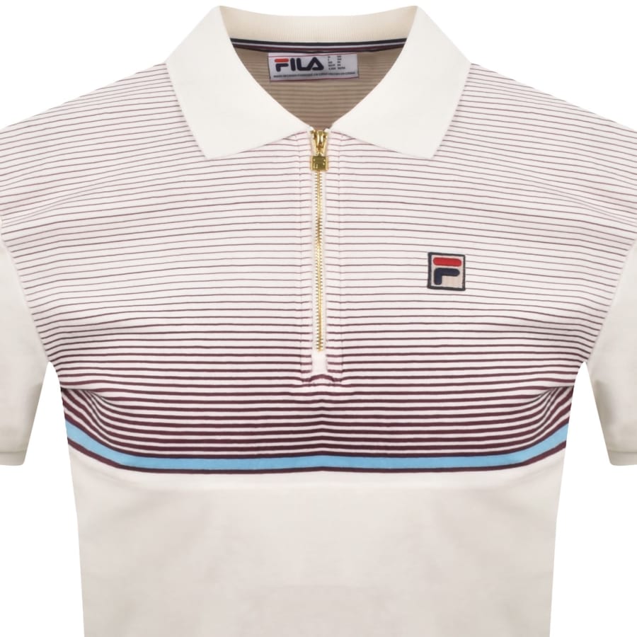 Image number 2 for Fila Paco Velour Polo T Shirt Cream