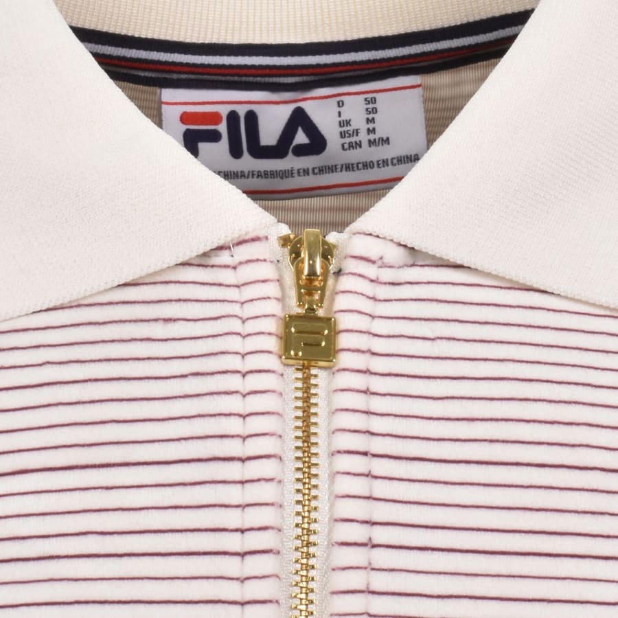 Image number 4 for Fila Paco Velour Polo T Shirt Cream
