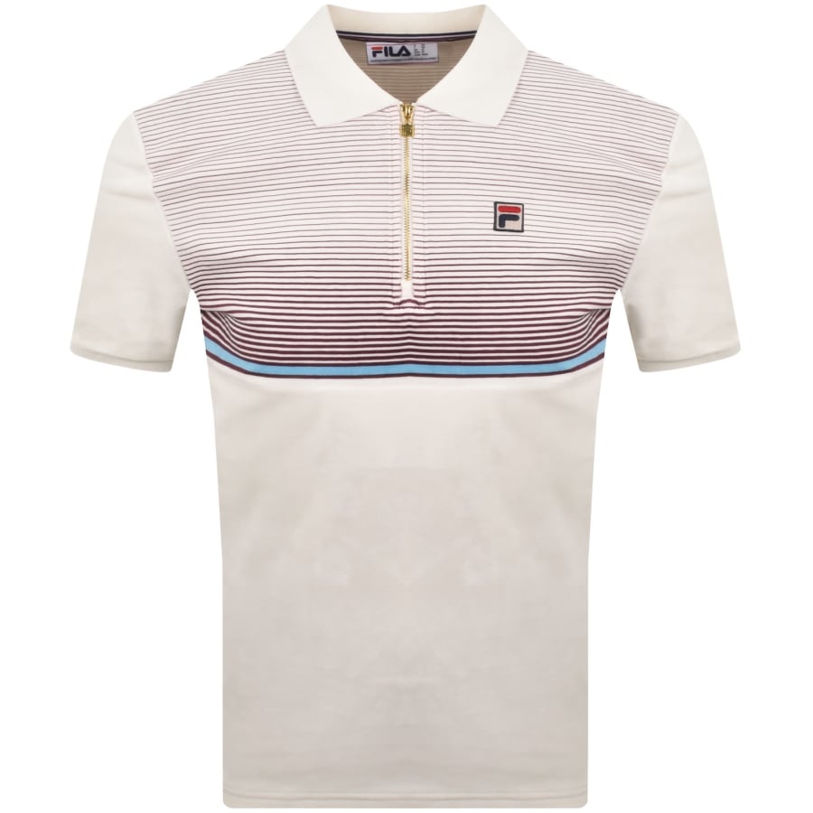 Image number 1 for Fila Paco Velour Polo T Shirt Cream