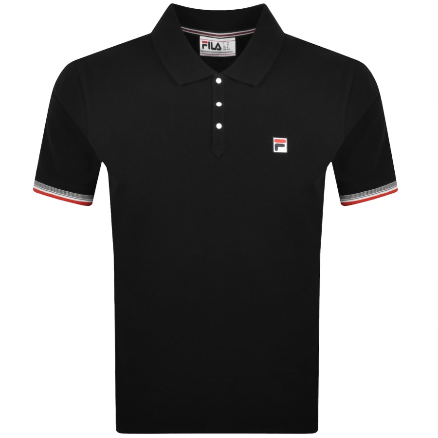 Image number 1 for Fila Zev Cuff Detail Polo T Shirt Black
